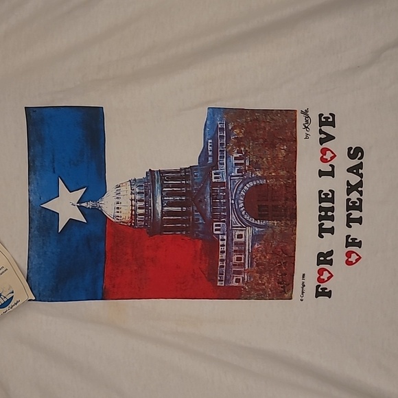 FOR THE LOVE OF TEXAS Theme Single Stitch White‎ Mens L Short Sleeve T Shirt 80s - Picture 3 of 13